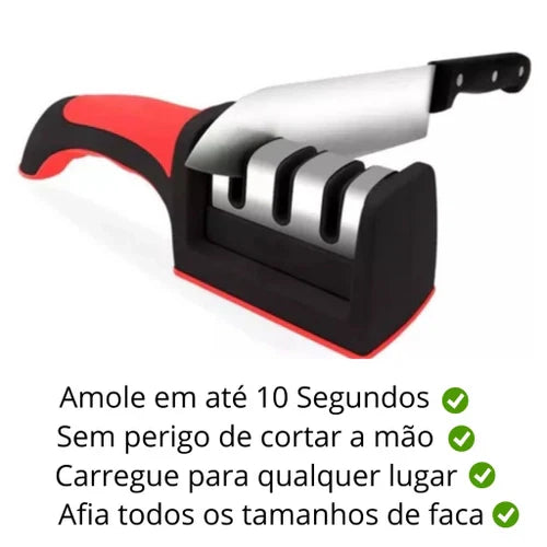 Amolador e Afiador de Facas Profissional 3 em 1- Mega Shopee